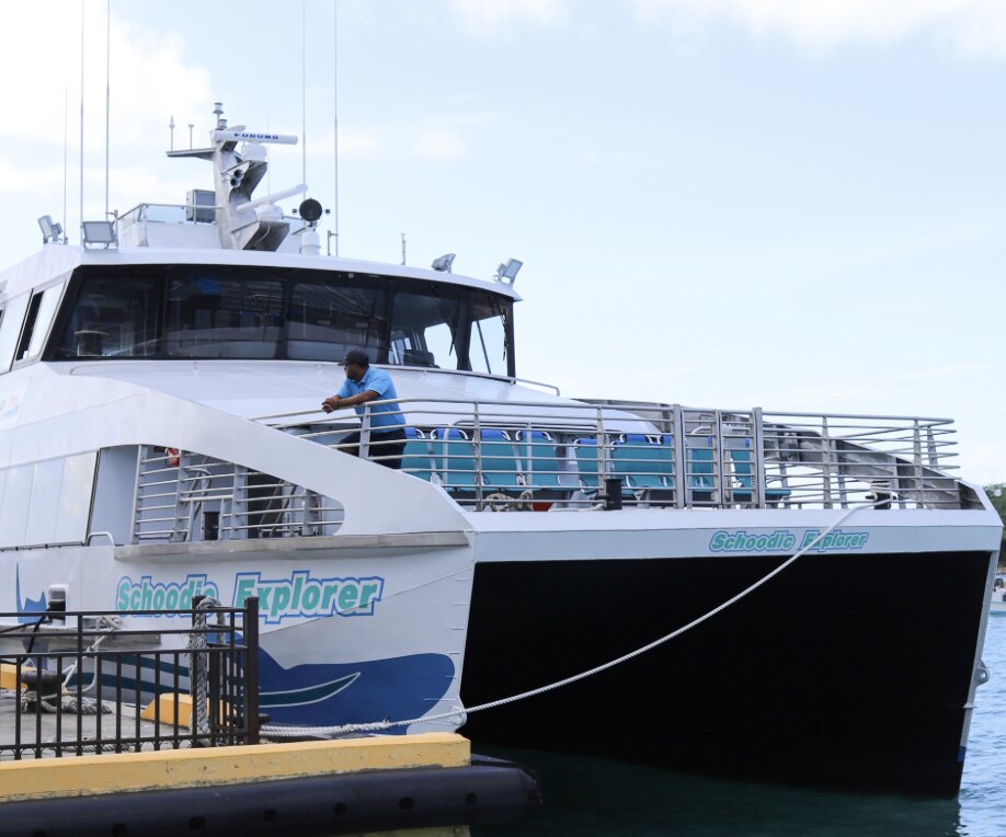Schoodic Explorer ferry docked in Puerto Rico for ferry tickets to Culebra and Vieques